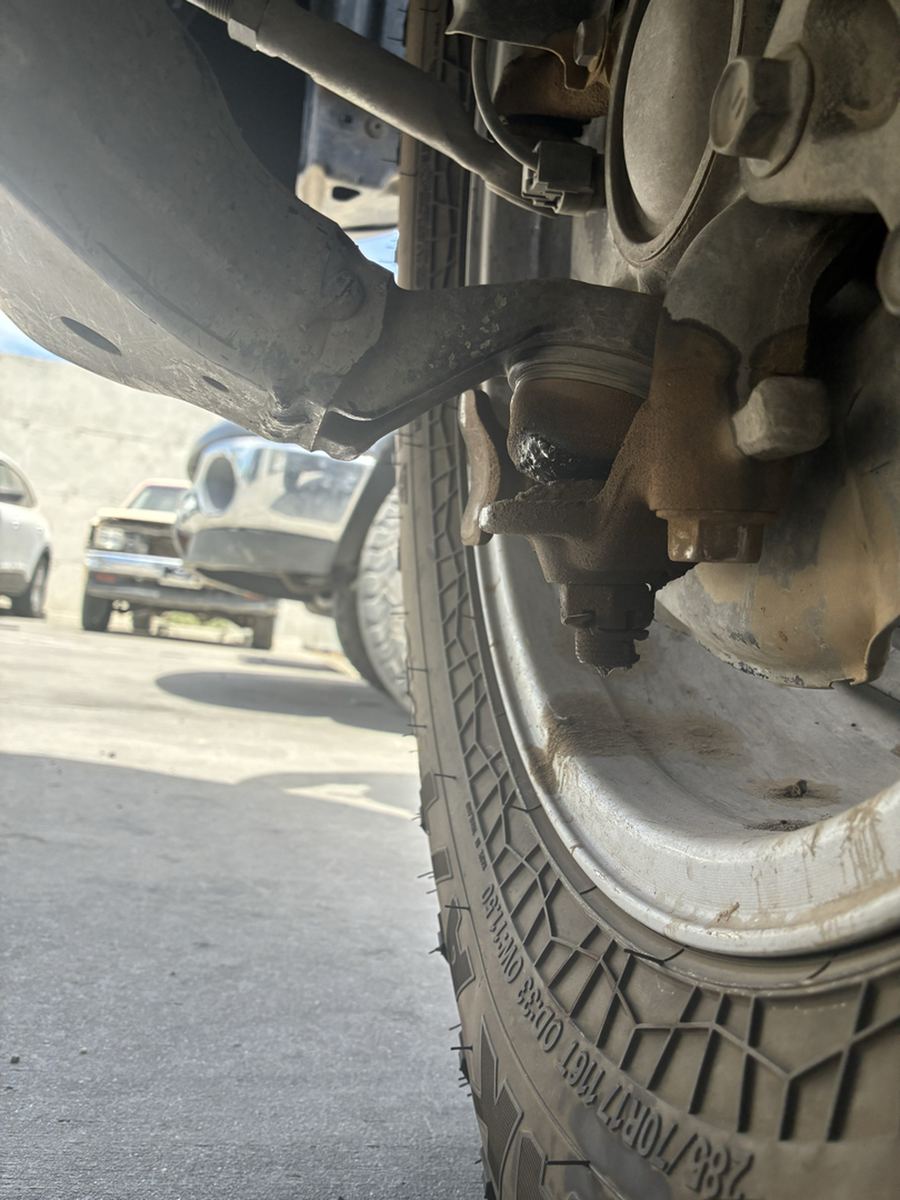 Wheel hub and brake backing plate with the wheel removed